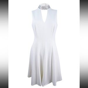 Calvin Klein Studded Collar Mini Dress Size 12 Like New Bridal Wedding Hoco